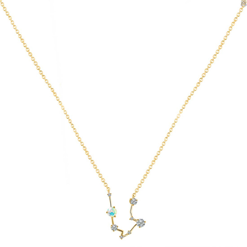 Aquarius Zodiac Star Constellation Opal & White Topaz Necklace OPL-RDN-487.