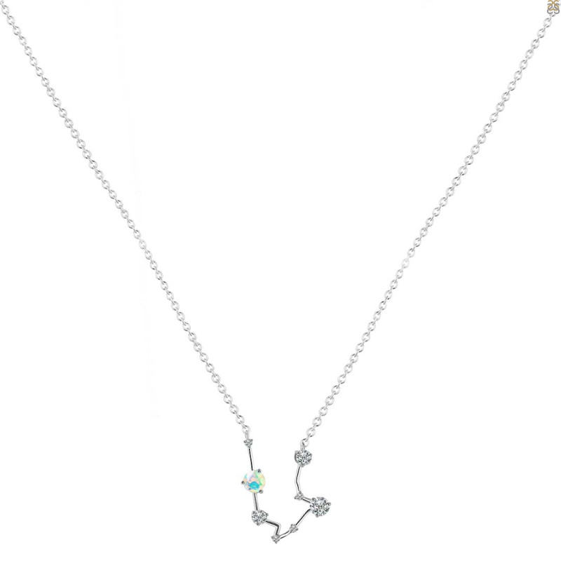Aquarius Zodiac Star Constellation Opal & White Topaz Necklace OPL-RDN-487.