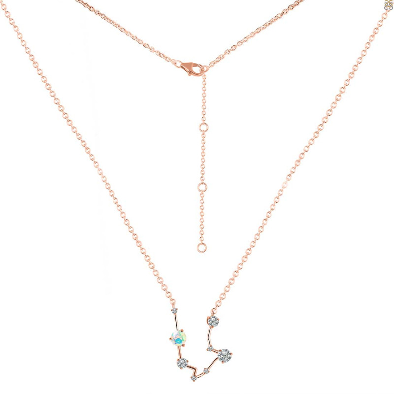 Aquarius Zodiac Star Constellation Opal & White Topaz Necklace OPL-RDN-487.