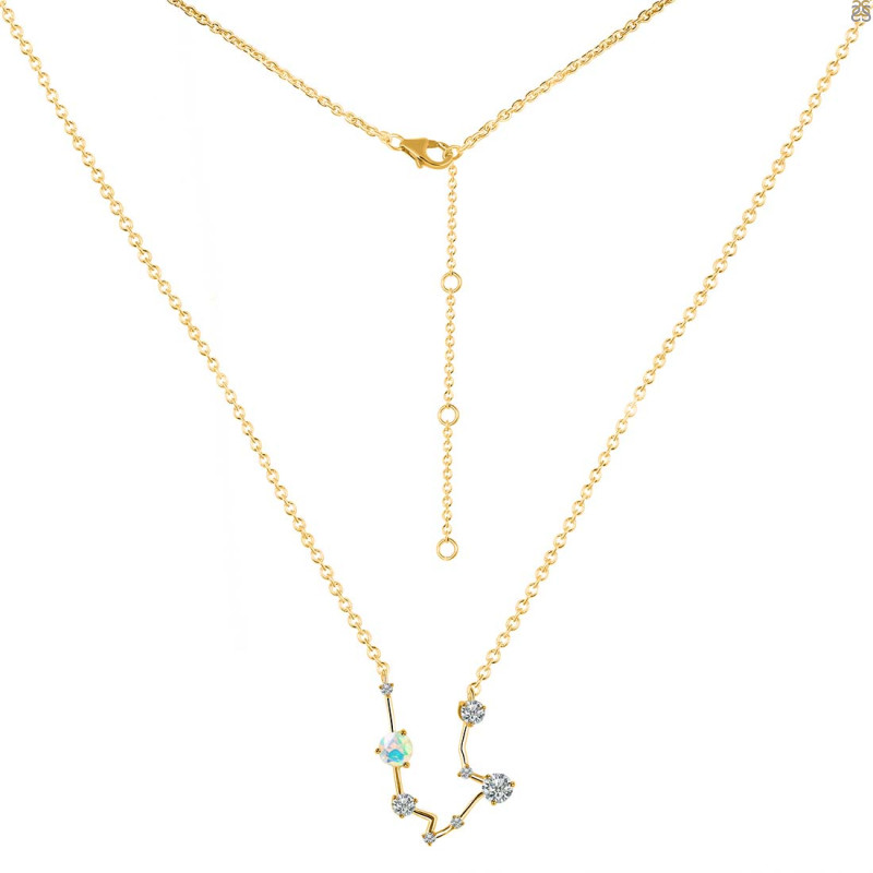 Aquarius Zodiac Star Constellation Opal & White Topaz Necklace OPL-RDN-487.