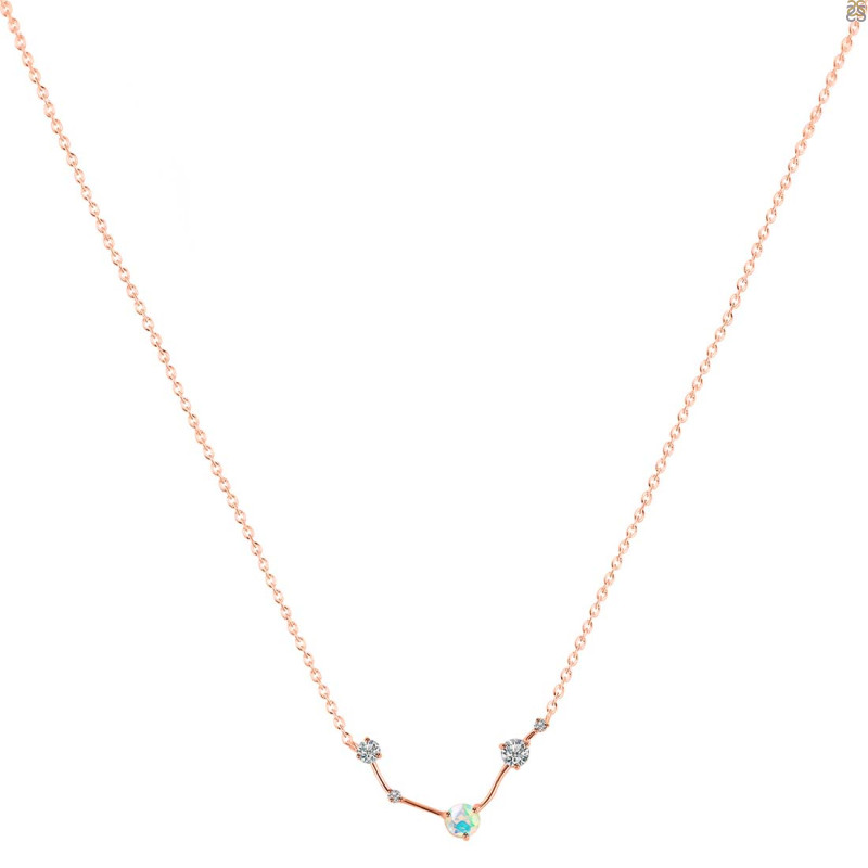 Aries Zodiac Star Constellation Opal & White Topaz Necklace OPL-RDN-488.