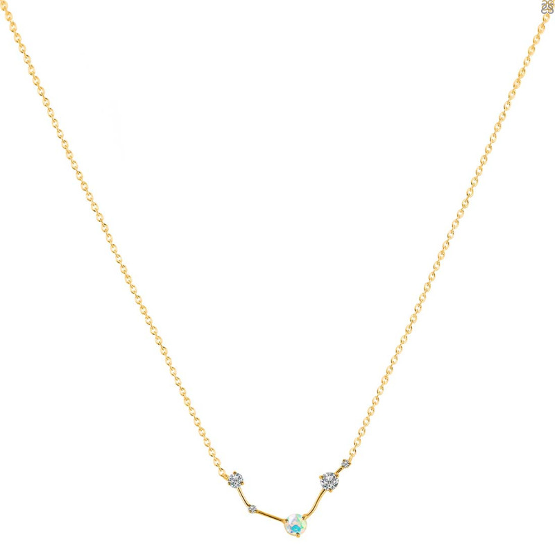 Aries Zodiac Star Constellation Opal & White Topaz Necklace OPL-RDN-488.
