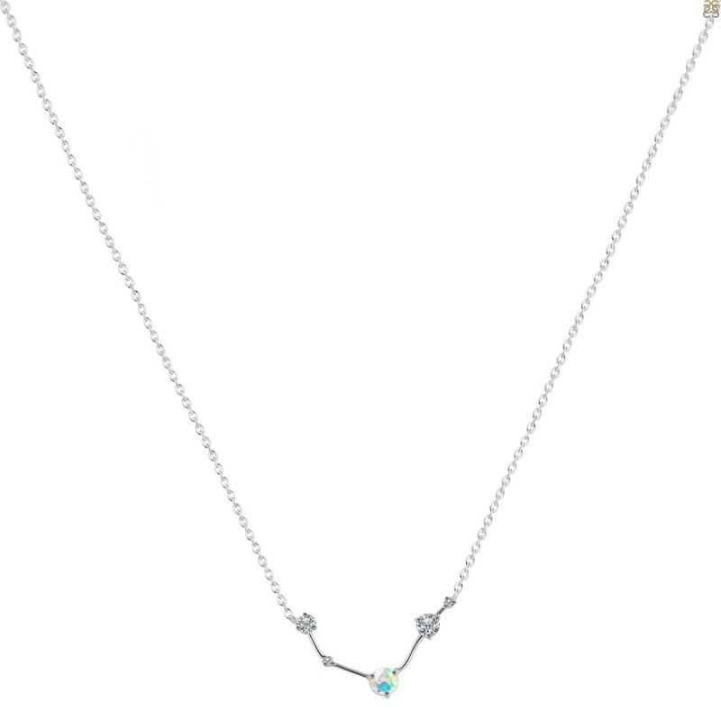 Aries Zodiac Star Constellation Opal & White Topaz Necklace OPL-RDN-488.