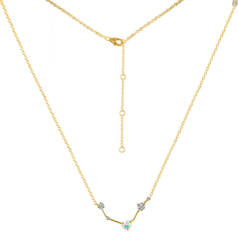 Aries Zodiac Star Constellation Opal & White Topaz Necklace OPL-RDN-488.
