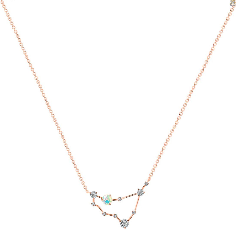 Capricorn Zodiac Star Constellation Opal & White Topaz Necklace OPL-RDN-489.