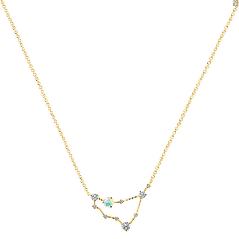 Capricorn Zodiac Star Constellation Opal & White Topaz Necklace OPL-RDN-489.