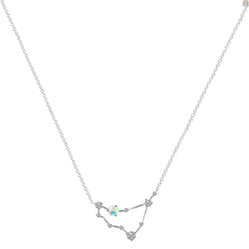 Capricorn Zodiac Star Constellation Opal & White Topaz Necklace OPL-RDN-489.