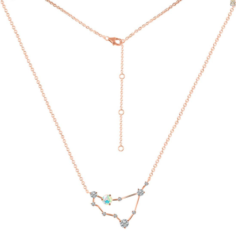 Capricorn Zodiac Star Constellation Opal & White Topaz Necklace OPL-RDN-489.