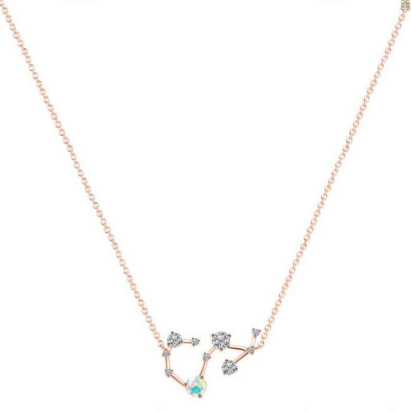 Scorpio Zodiac Star Constellation Opal & White Topaz Necklace OPL-RDN-495.