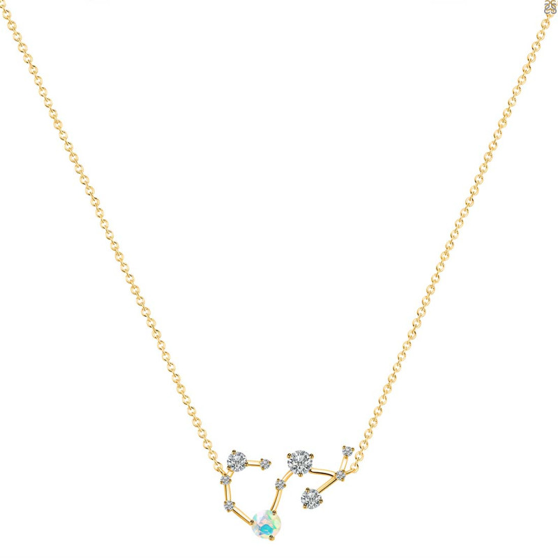 Scorpio Zodiac Star Constellation Opal & White Topaz Necklace OPL-RDN-495.