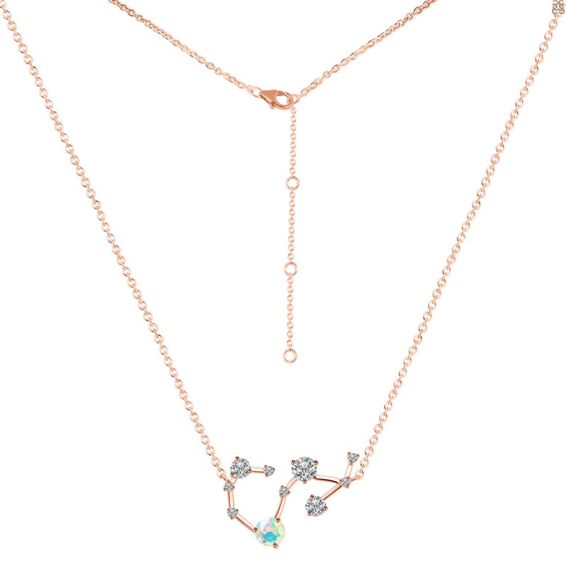 Scorpio Zodiac Star Constellation Opal & White Topaz Necklace OPL-RDN-495.