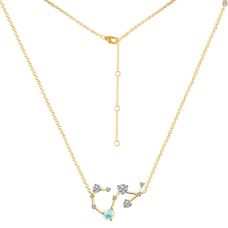 Scorpio Zodiac Star Constellation Opal & White Topaz Necklace OPL-RDN-495.