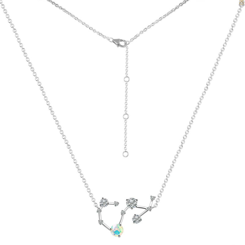 Scorpio Zodiac Star Constellation Opal & White Topaz Necklace