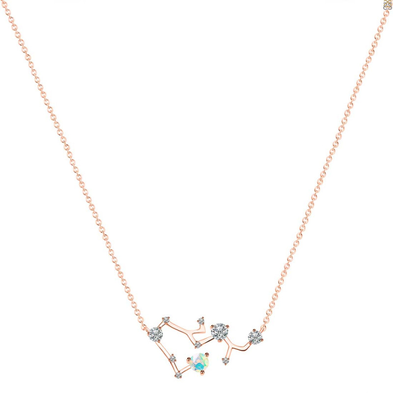 Sagittarius Zodiac Star Constellation Opal & White Topaz Necklace OPL-RDN-496.