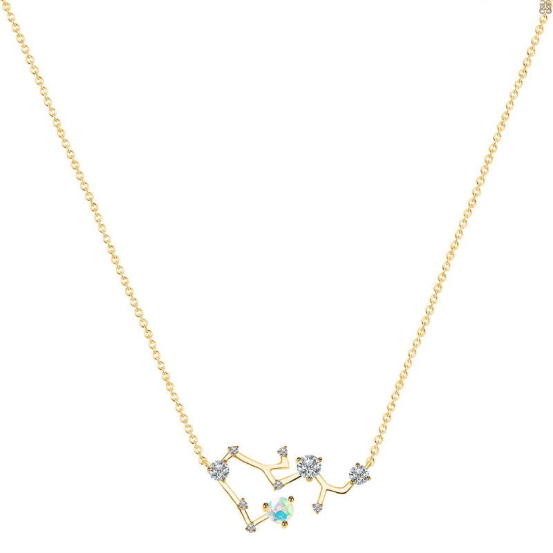 Sagittarius Zodiac Star Constellation Opal & White Topaz Necklace OPL-RDN-496.