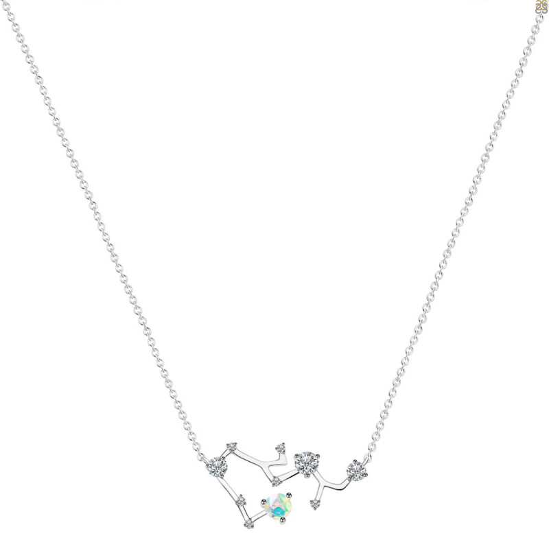 Sagittarius Zodiac Star Constellation Opal & White Topaz Necklace OPL-RDN-496.