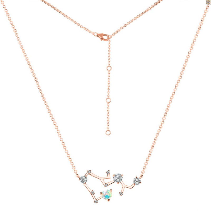 Sagittarius Zodiac Star Constellation Opal & White Topaz Necklace OPL-RDN-496.