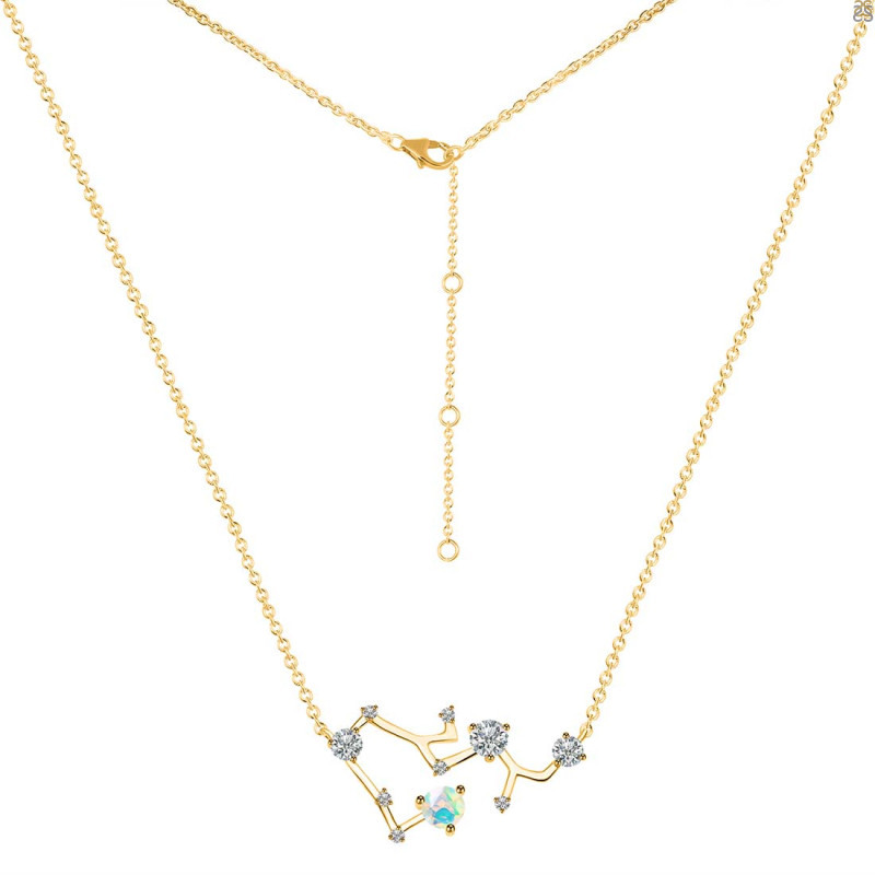 Sagittarius Zodiac Star Constellation Opal & White Topaz Necklace OPL-RDN-496.