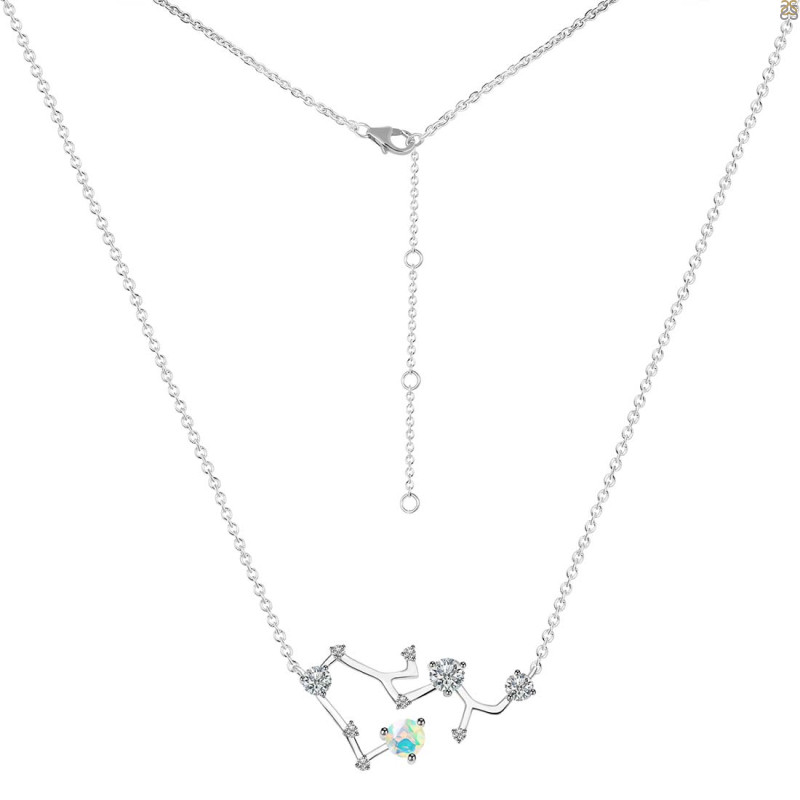 Sagittarius Zodiac Star Constellation Opal & White Topaz Necklace