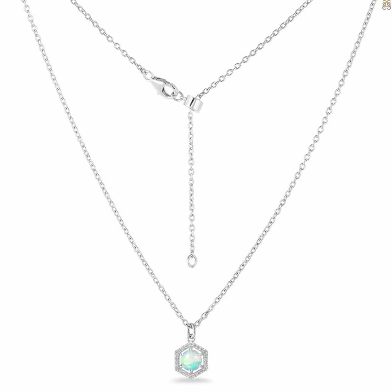 Opal & White Topaz Necklace With Slider Lock