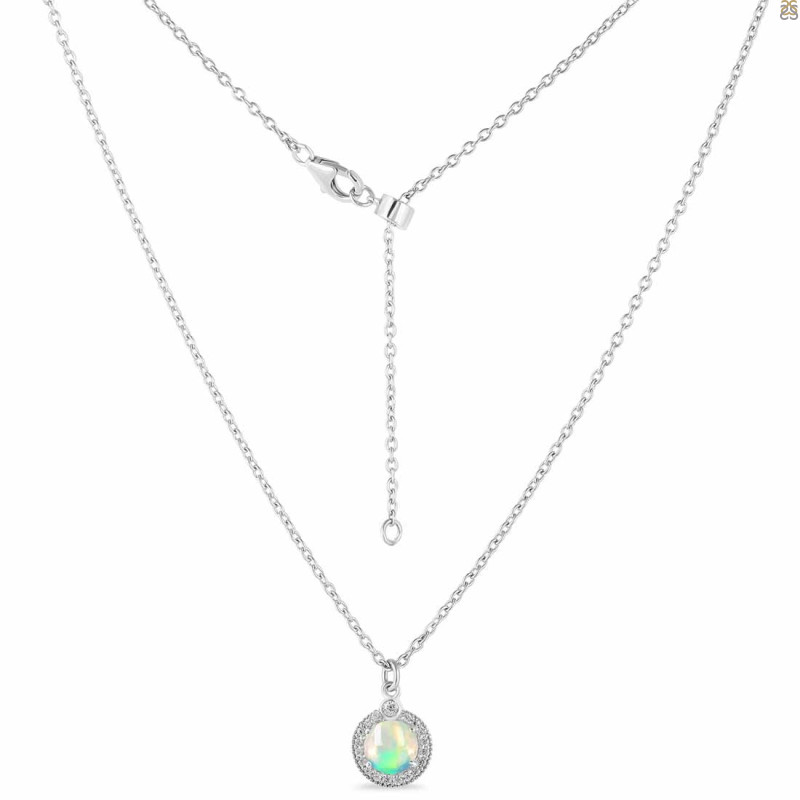 Opal & White Topaz Necklace With Slider Lock