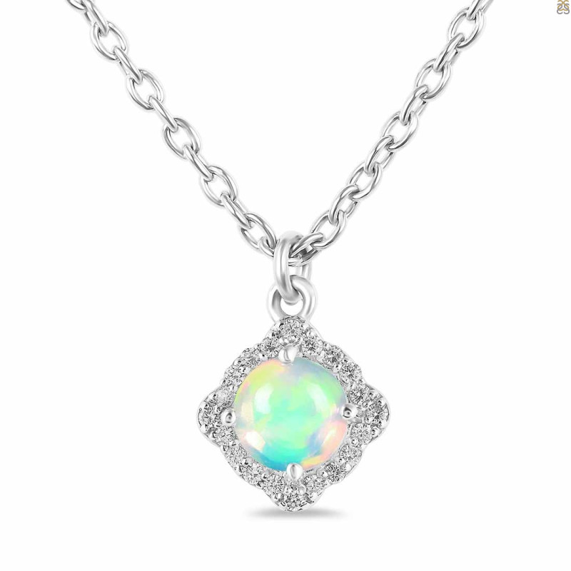 Opal & White Topaz Necklace With Slider Lock OPL-RDN-74.