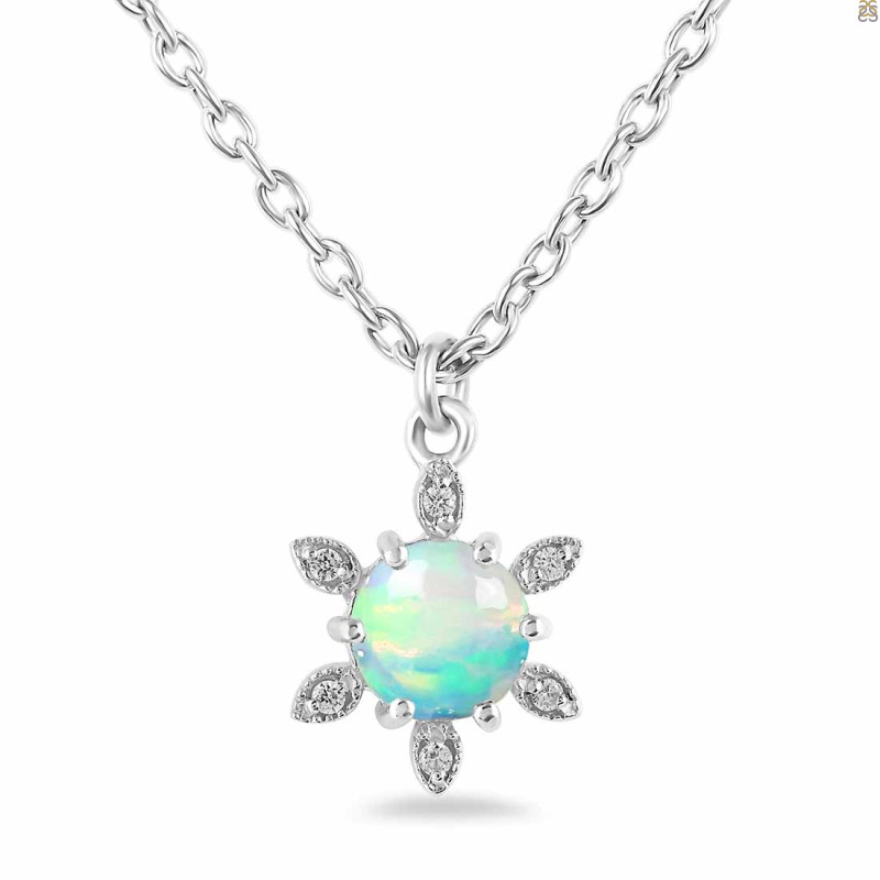 Opal & White Topaz Necklace With Slider Lock OPL-RDN-75.