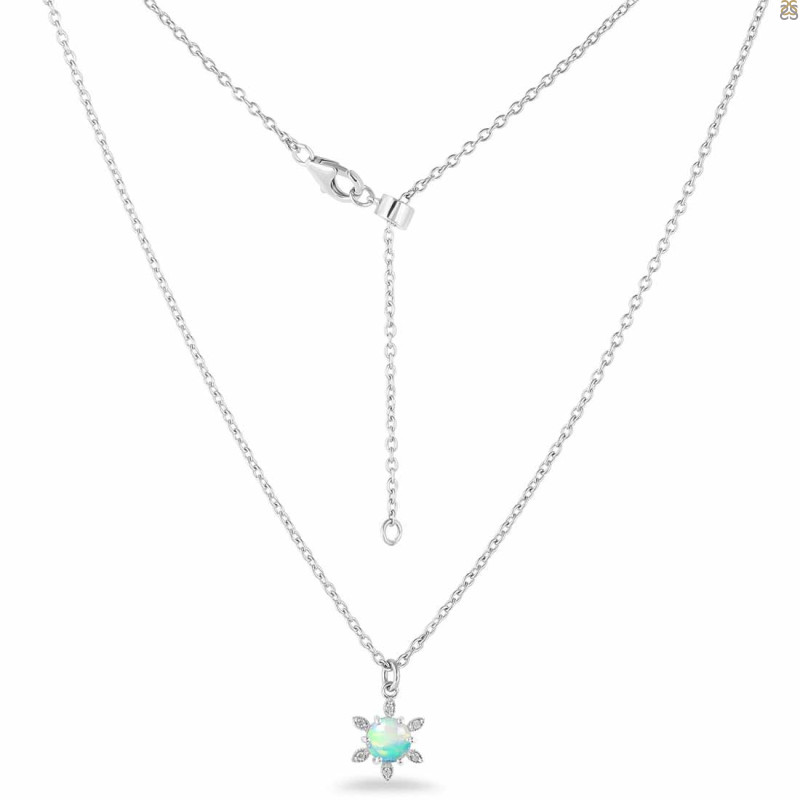 Opal & White Topaz Necklace With Slider Lock