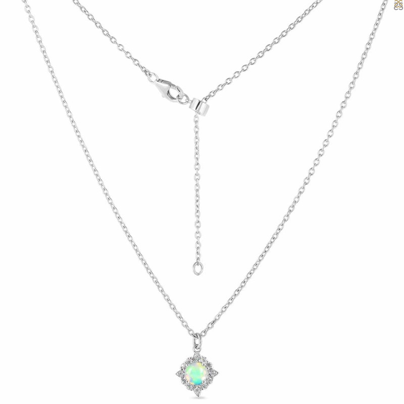 Opal & White Topaz Necklace With Slider Lock