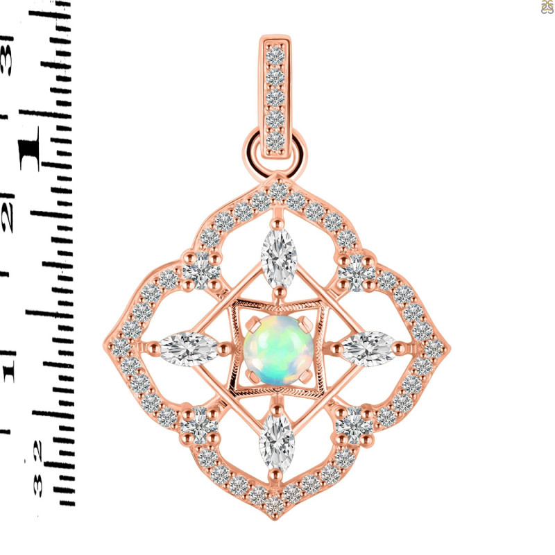 Opal & White Topaz Pendant OPL-RDP-797-CZ-LOOP.