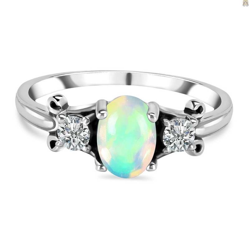 Opal & White Topaz Ring OPL-RDR-1442.