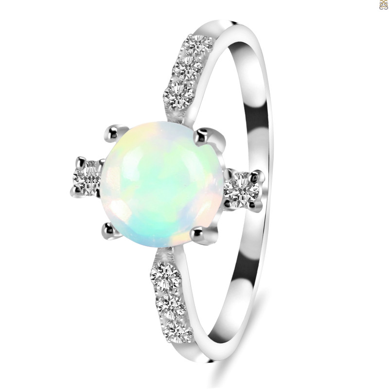 Opal & White Topaz Ring