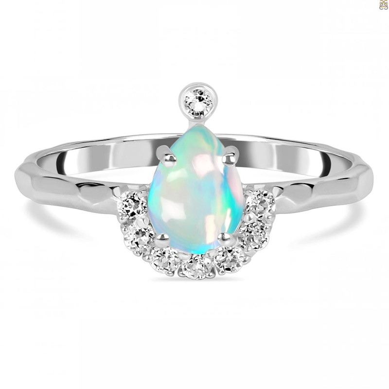 Opal & White Topaz Ring OPL-RDR-1622.