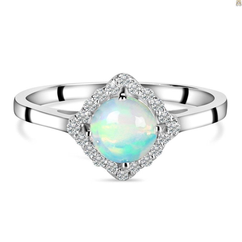 Opal & White Topaz Ring OPL-RDR-1744.