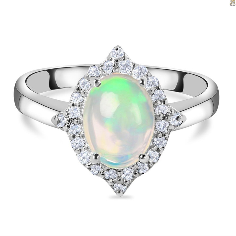 Opal & White Topaz Ring OPL-RDR-1745.