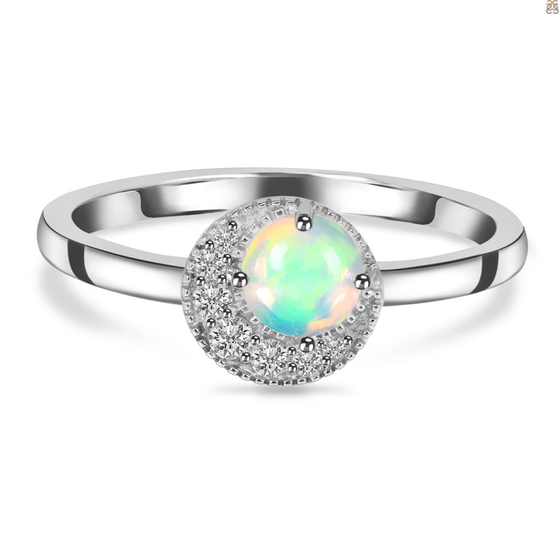 Opal & White Topaz Ring OPL-RDR-1746.