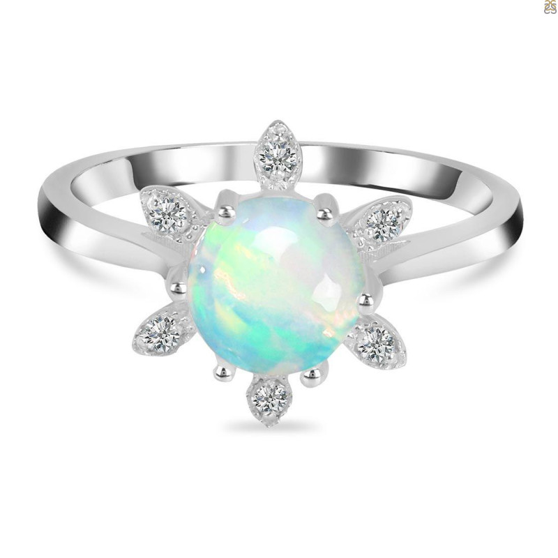Opal & White Topaz Ring OPL-RDR-1747.