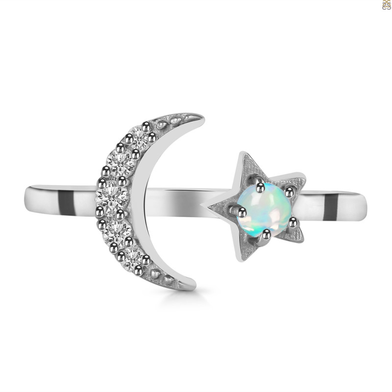 Opal & White Topaz Ring OPL-RDR-1753.