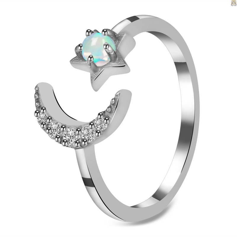 Opal & White Topaz Ring