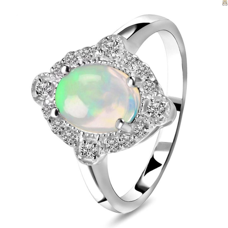 Opal & White Topaz Ring