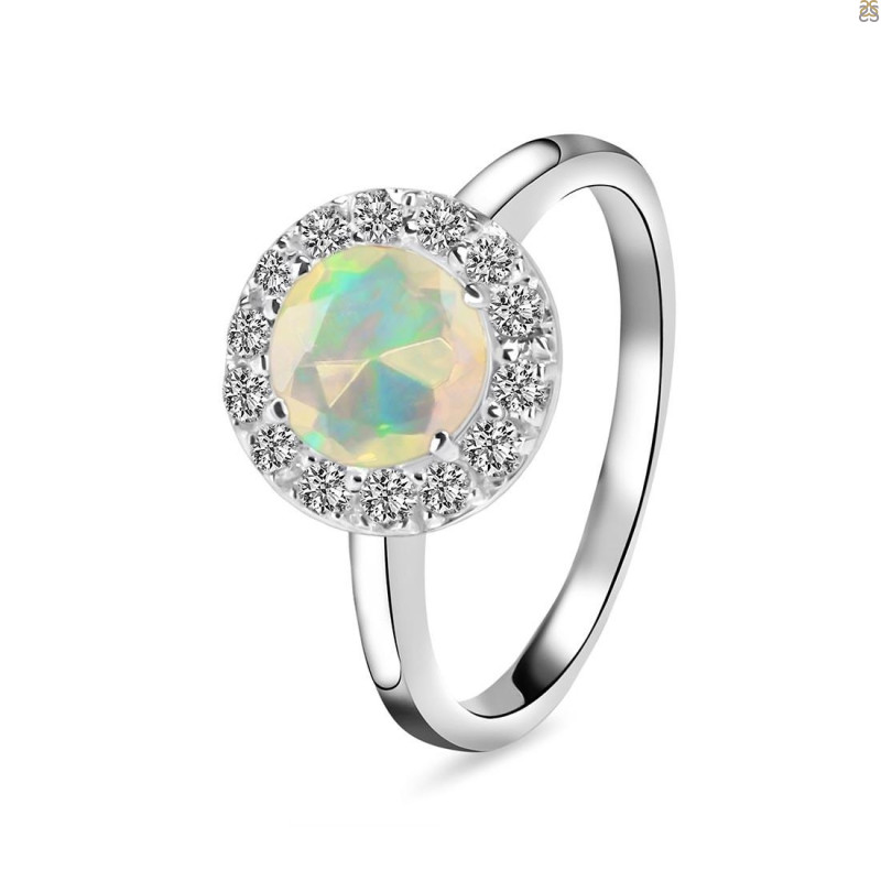 Opal & White Topaz Ring