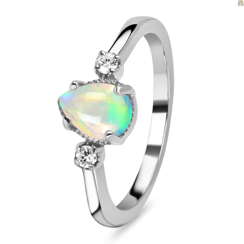Opal & White Topaz Ring