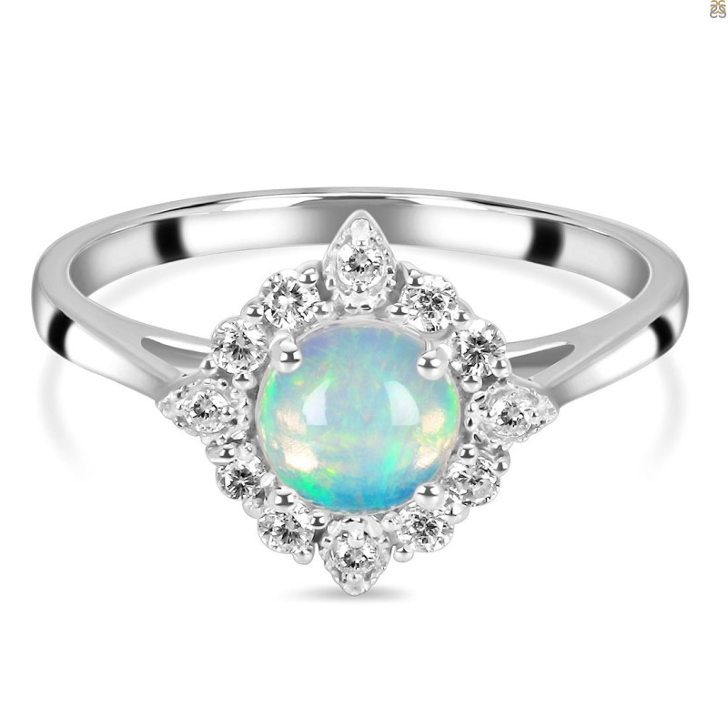Opal & White Topaz Ring OPL-RDR-1784.