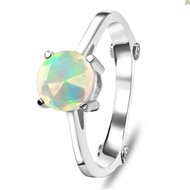Opal & White Topaz Ring
