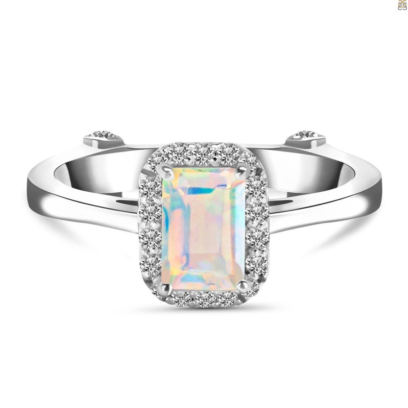 Opal & White Topaz Ring OPL-RDR-1787.