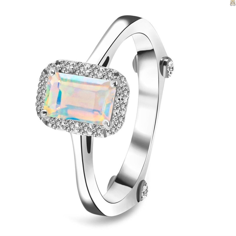 Opal & White Topaz Ring