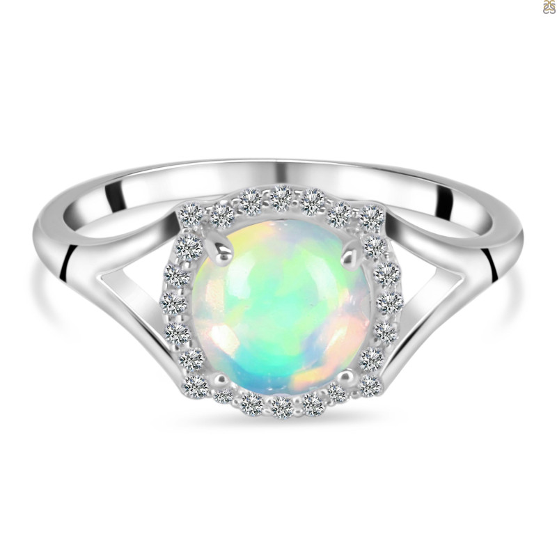 Opal & White Topaz Ring OPL-RDR-1790.
