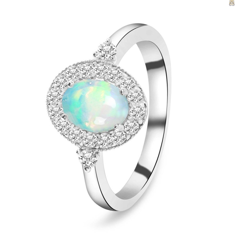 Opal & White Topaz Ring