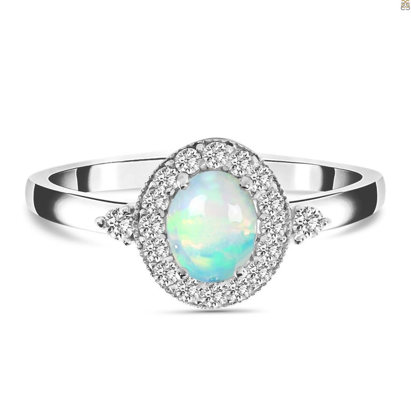 Opal & White Topaz Ring OPL-RDR-1792.