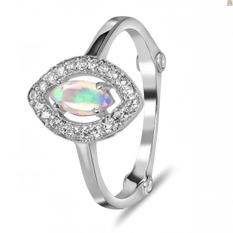 Opal & White Topaz Ring